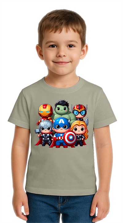 Unisex Hulk Kaptan Amerika Demir Adam Baskılı Çocuk Tişört pamuklu penye kumaş