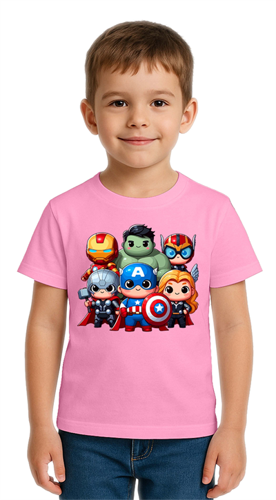 Unisex Hulk Kaptan Amerika Demir Adam Baskılı Çocuk Tişört pamuklu penye kumaş