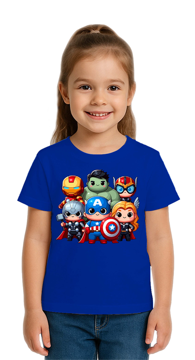 Unisex Hulk Kaptan Amerika Demir Adam Baskılı Çocuk Tişört pamuklu penye kumaş