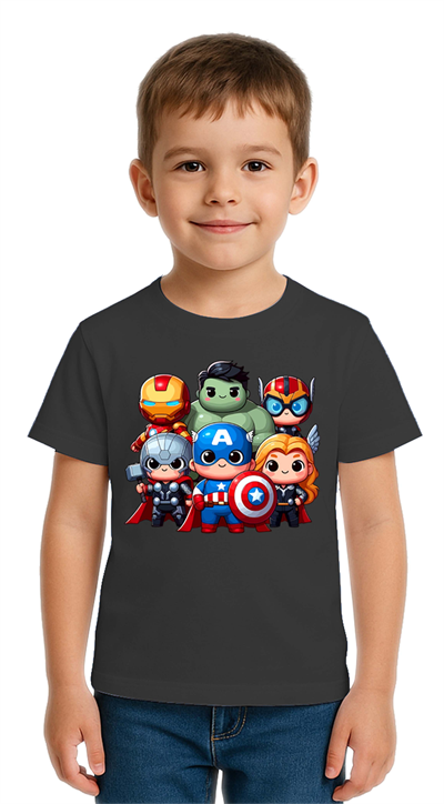 Unisex Hulk Kaptan Amerika Demir Adam Baskılı Çocuk Tişört pamuklu penye kumaş