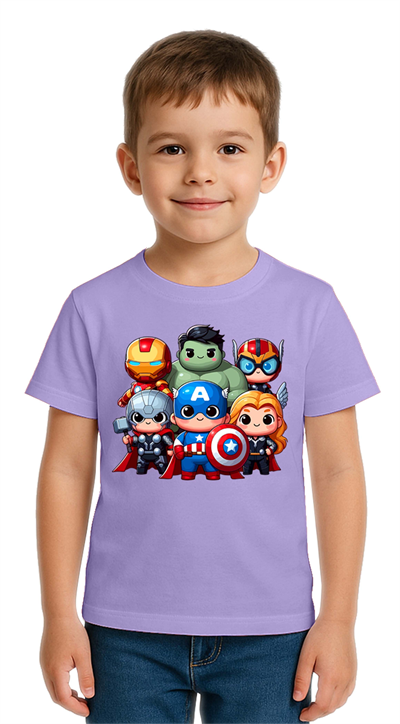 Unisex Hulk Kaptan Amerika Demir Adam Baskılı Çocuk Tişört pamuklu penye kumaş