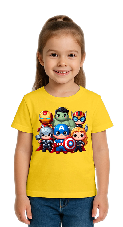 Unisex Hulk Kaptan Amerika Demir Adam Baskılı Çocuk Tişört pamuklu penye kumaş