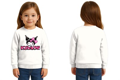 Unisex Kuromi Baskılı Çocuk Swaetshirt 3 İplik Şardonlu