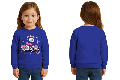 Unisex Kuromi Baskılı Çocuk Swaetshirt 3 İplik Şardonlu