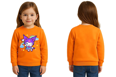 Unisex Kuromi Baskılı Çocuk Swaetshirt 3 İplik Şardonlu