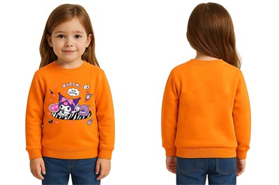 Unisex Kuromi Baskılı Çocuk Swaetshirt 3 İplik Şardonlu