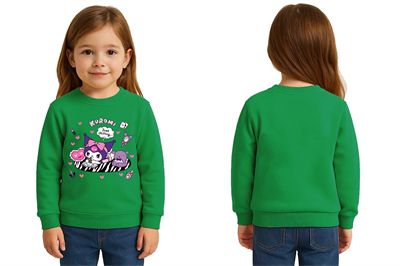 Unisex Kuromi Baskılı Çocuk Swaetshirt 3 İplik Şardonlu