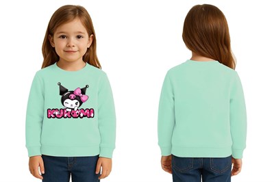Unisex Kuromi Baskılı Çocuk Swaetshirt 3 İplik Şardonlu