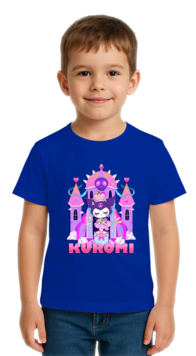 Unisex Kuromi Baskılı Çocuk Tişört pamuklu penye kumaş