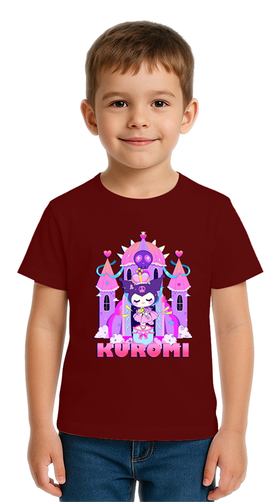 Unisex Kuromi Baskılı Çocuk Tişört pamuklu penye kumaş