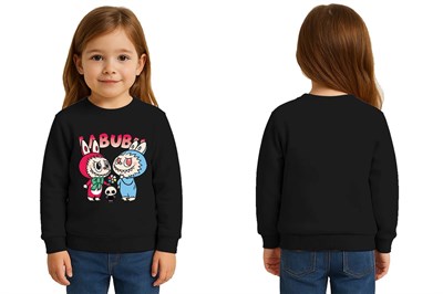 Unisex Labubu Baskılı Çocuk Swaetshirt 3 İplik Şardonlu
