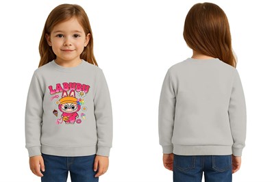 Unisex Labubu Baskılı Çocuk Swaetshirt 3 İplik Şardonlu
