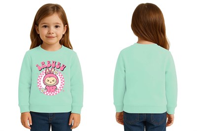 Unisex Labubu Baskılı Çocuk Swaetshirt 3 İplik Şardonlu
