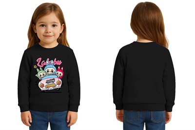 Unisex Labubu Baskılı Çocuk Swaetshirt 3 İplik Şardonlu
