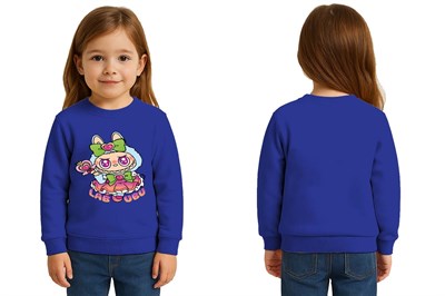 Unisex Labubu Baskılı Çocuk Swaetshirt 3 İplik Şardonlu