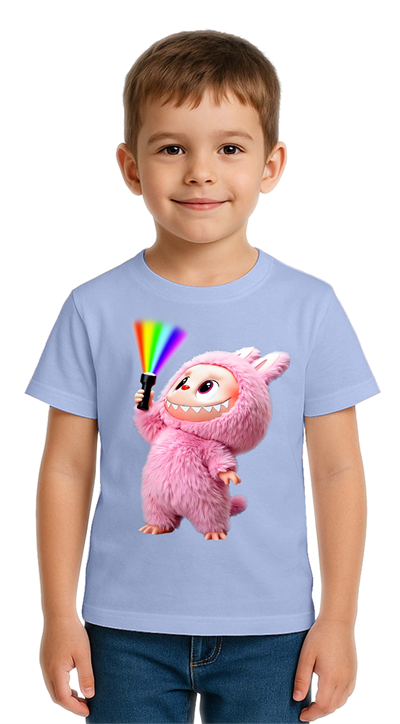 Unisex Labubu Baskılı Çocuk Tişört pamuklu penye kumaş
