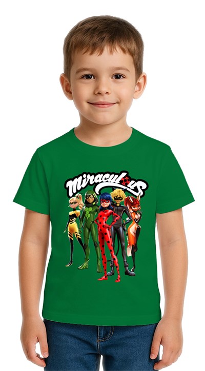 Unisex Ladybug baskılı Çocuk Tişört pamuklu penye kumaş