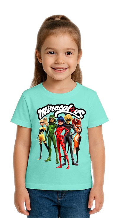 Unisex Ladybug baskılı Çocuk Tişört pamuklu penye kumaş