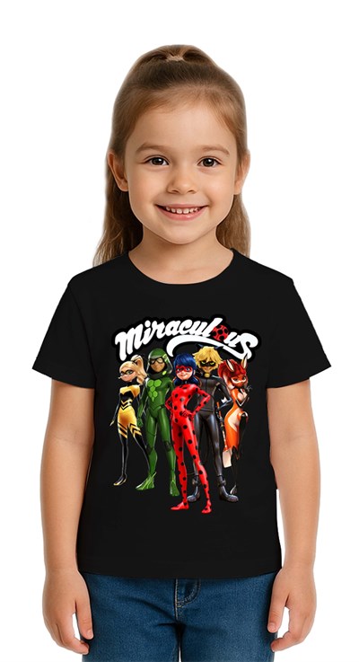 Unisex Ladybug baskılı Çocuk Tişört pamuklu penye kumaş