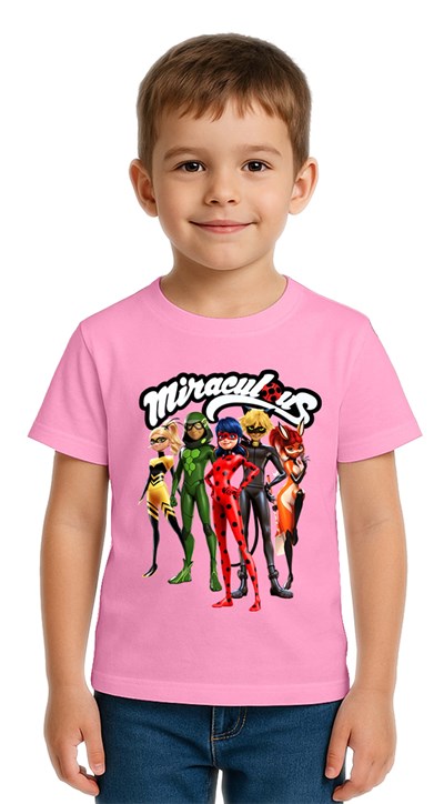 Unisex Ladybug baskılı Çocuk Tişört pamuklu penye kumaş