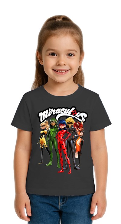 Unisex Ladybug baskılı Çocuk Tişört pamuklu penye kumaş