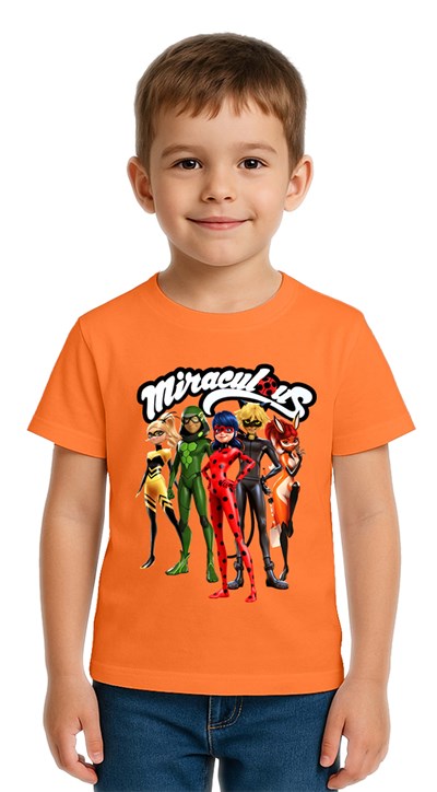 Unisex Ladybug baskılı Çocuk Tişört pamuklu penye kumaş