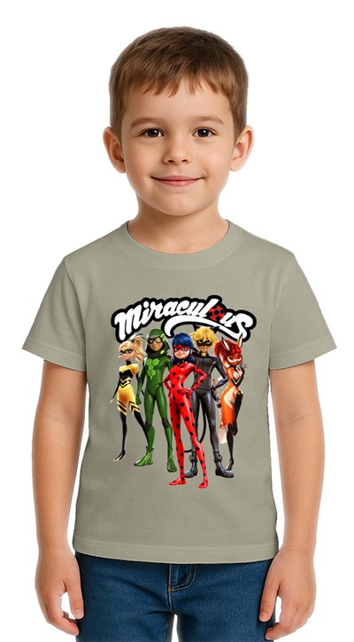 Unisex Ladybug baskılı Çocuk Tişört pamuklu penye kumaş