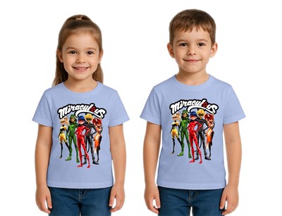 Unisex Ladybug baskılı Çocuk Tişört pamuklu penye kumaş