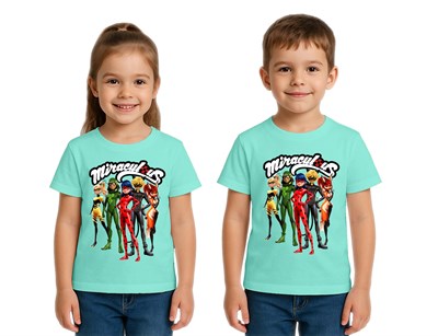 Unisex Ladybug baskılı Çocuk Tişört pamuklu penye kumaş