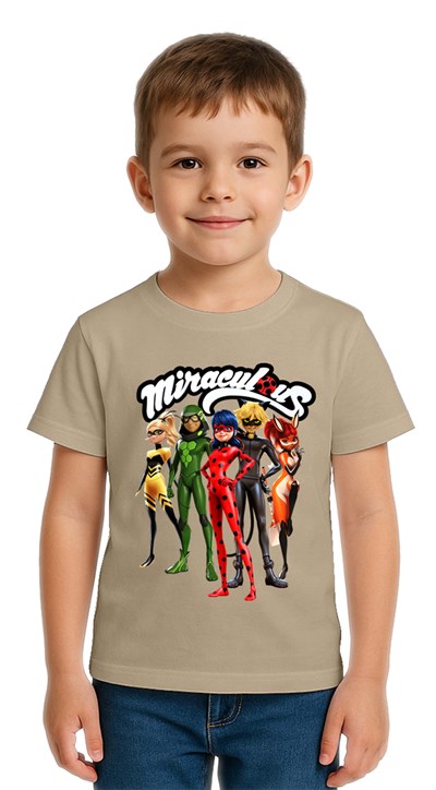 Unisex Ladybug baskılı Çocuk Tişört pamuklu penye kumaş
