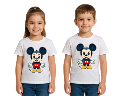 Unisex Mıckey Mouse Baskılı Çocuk Tişört pamuklu penye kumaş