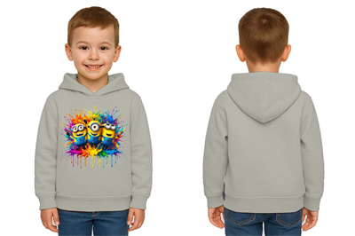 Unisex mınıons Baskılı Çocuk Swaetshirt  Baskılı Kapüşonlu 3 İplik Şardonlu