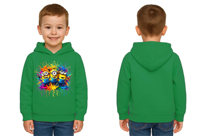 Unisex mınıons Baskılı Çocuk Swaetshirt  Baskılı Kapüşonlu 3 İplik Şardonlu