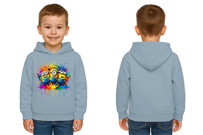 Unisex mınıons Baskılı Çocuk Swaetshirt  Baskılı Kapüşonlu 3 İplik Şardonlu