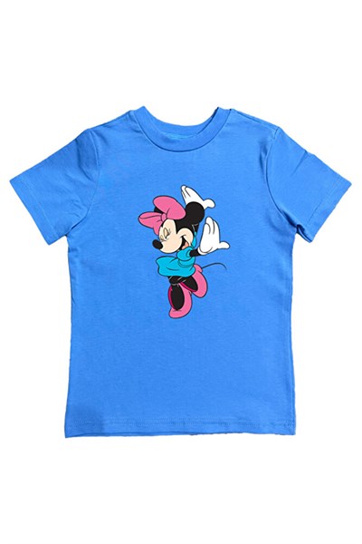 Unisex Minnie Mouse Baskılı Pamuklu Penye Kumaş Yazlık Çocuk Tişört