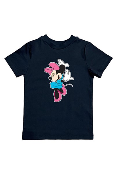 Unisex Minnie Mouse Baskılı Pamuklu Penye Kumaş Yazlık Çocuk Tişört