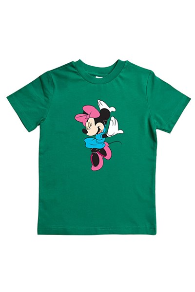 Unisex Minnie Mouse Baskılı Pamuklu Penye Kumaş Yazlık Çocuk Tişört
