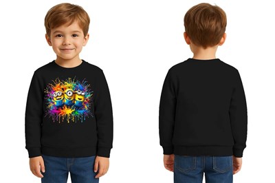 Unisex mınnıons Baskılı Çocuk Swaetshirt 3 İplik Şardonlu