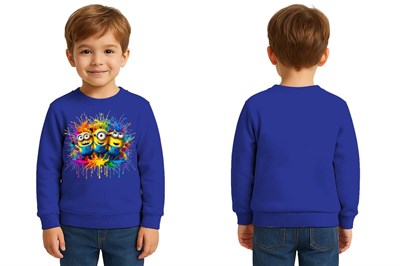 Unisex mınnıons Baskılı Çocuk Swaetshirt 3 İplik Şardonlu