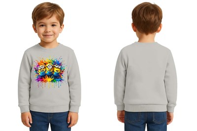 Unisex mınnıons Baskılı Çocuk Swaetshirt 3 İplik Şardonlu