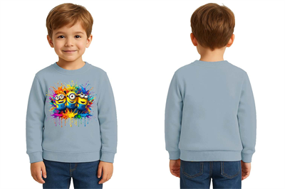 Unisex mınnıons Baskılı Çocuk Swaetshirt 3 İplik Şardonlu