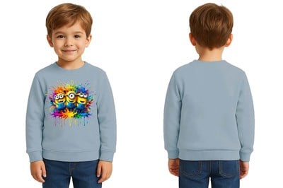 Unisex mınnıons Baskılı Çocuk Swaetshirt 3 İplik Şardonlu