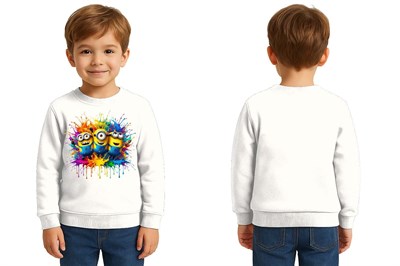 Unisex mınnıons Baskılı Çocuk Swaetshirt 3 İplik Şardonlu