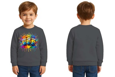 Unisex mınnıons Baskılı Çocuk Swaetshirt 3 İplik Şardonlu
