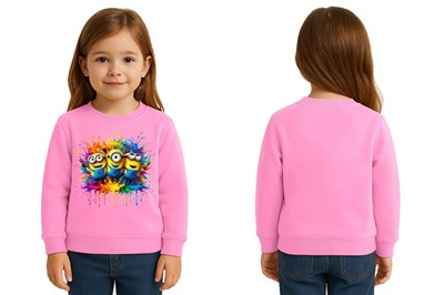 Unisex mınnıons Baskılı Çocuk Swaetshirt 3 İplik Şardonlu