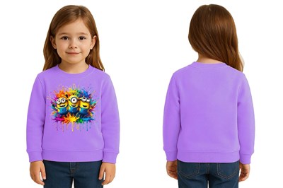 Unisex mınnıons Baskılı Çocuk Swaetshirt 3 İplik Şardonlu