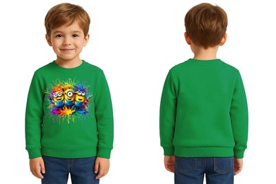 Unisex mınnıons Baskılı Çocuk Swaetshirt 3 İplik Şardonlu