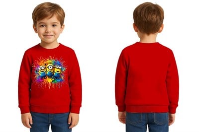 Unisex mınnıons Baskılı Çocuk Swaetshirt 3 İplik Şardonlu