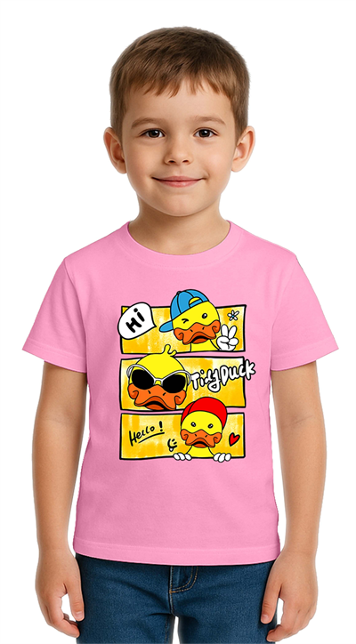 Unisex Ördek Duck Baskılı Çocuk Tişört pamuklu penye kumaş