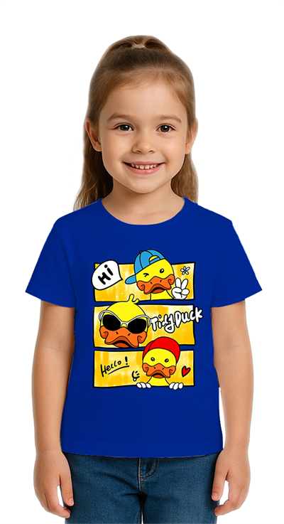 Unisex Ördek Duck Baskılı Çocuk Tişört pamuklu penye kumaş